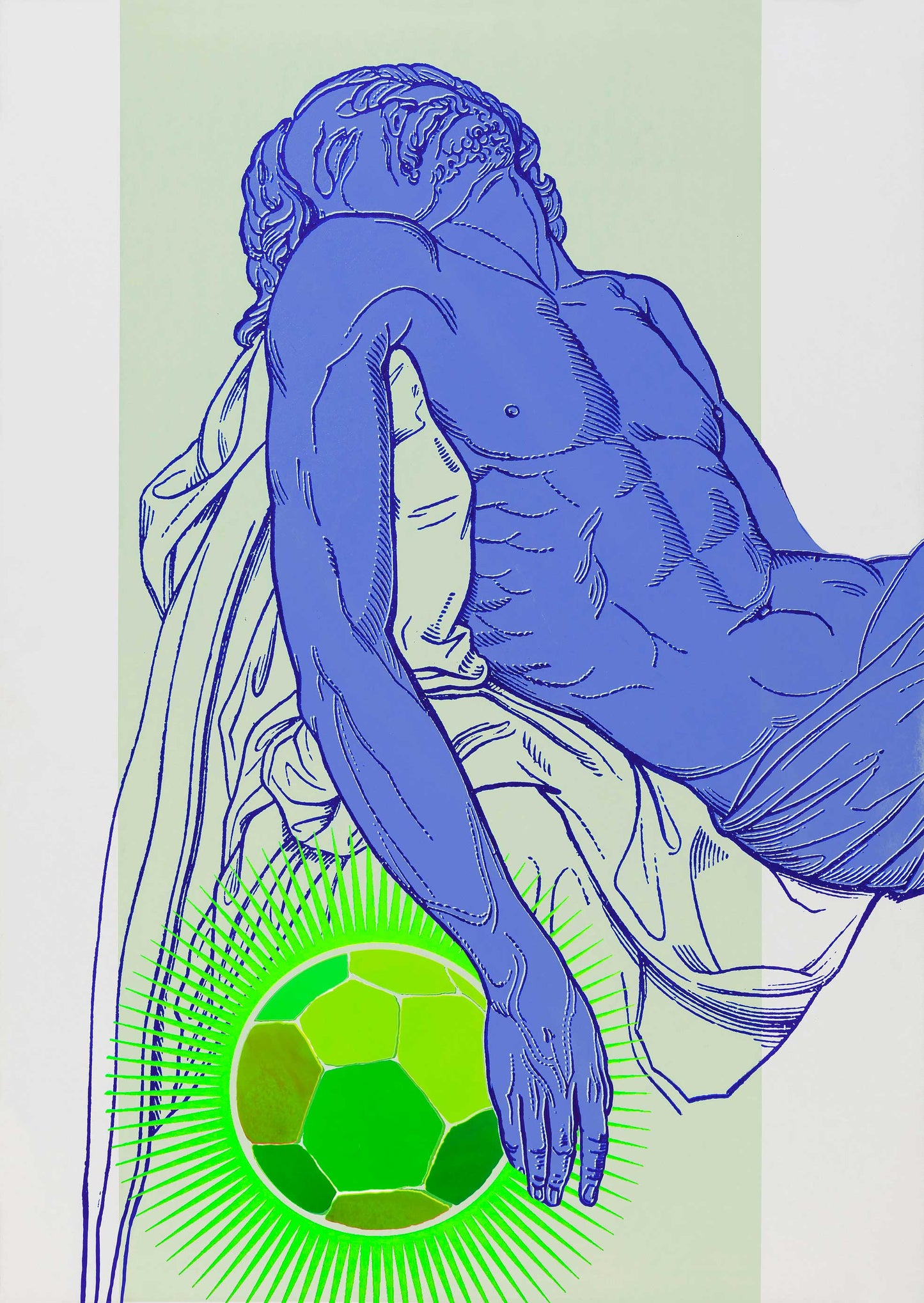 Soccer Michelangelo - kontroverse Fine Art Interpretation von Michelangelos Pieta, die die Verbindung von Spiritualität und Erotik in der Kunst erkundet. Limitiert!!